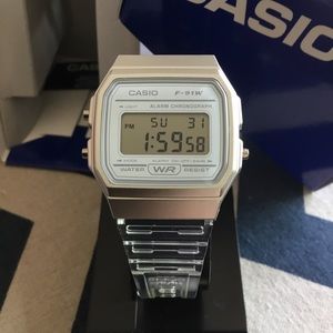 CASIO Women/Unisex Quartz Clear Band Watch F91WS-7 — NWT